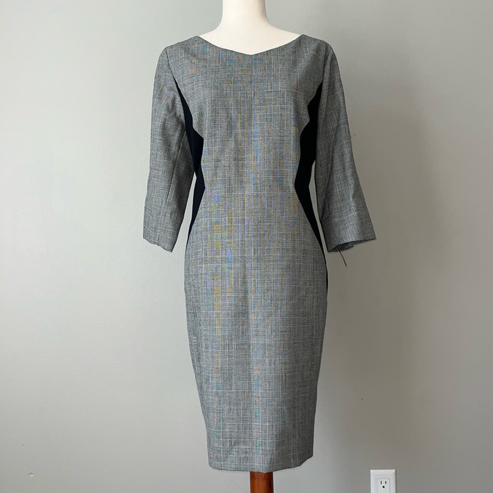 NWT Pendleton Virgin Wool Sheath Dress / Black & White Plaid / SZ 14P